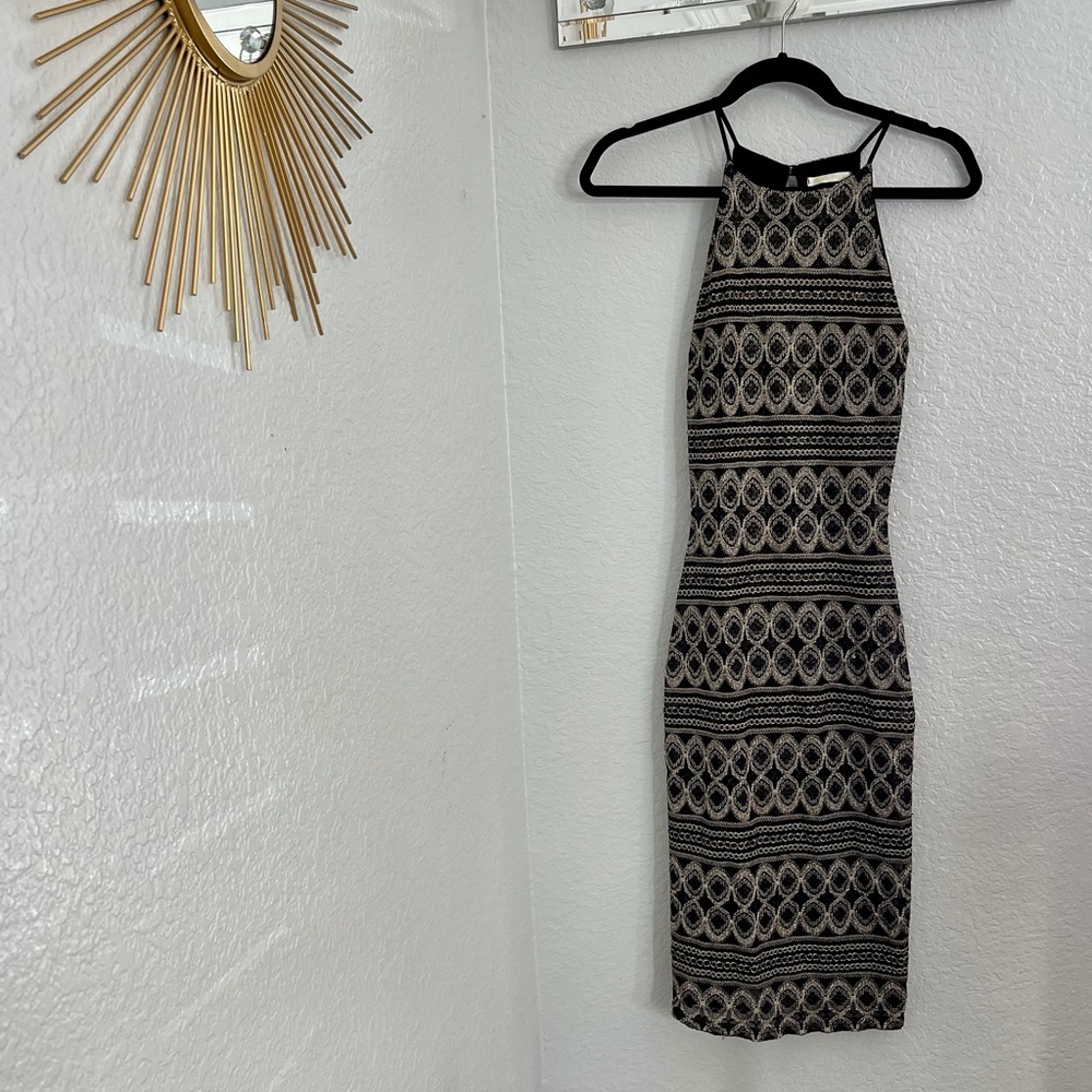 Black and Gold abstract along Dress tight fit
